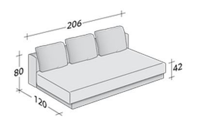Размеры дивана-кровати PiazzaDuomo без подлокотников