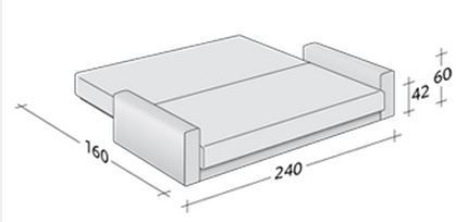 Размеры дивана-кровати PiazzaDuomo в разложенном состоянии