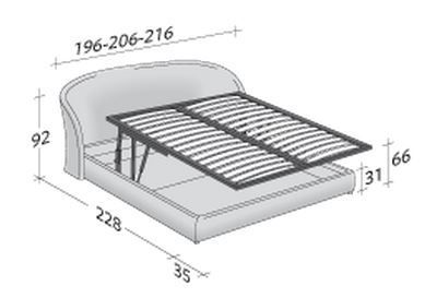 Размеры кровати Flou Celine с подъемным основанием