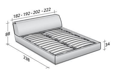 Размеры кровати Flou Gentleman со средним изголовьем и ортопедическим основанием