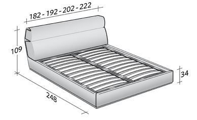 Размеры кровати Flou Gentleman с высоким изголовьем и ортопедическим основанием