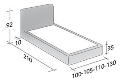 Размеры односпальной кровати  Flou Merkurio с основанием "комфорт"