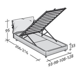 Размеры кровати Flou Nathalie с откидным основанием