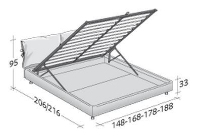 Размеры кровати Flou Nathalieс откидным основанием