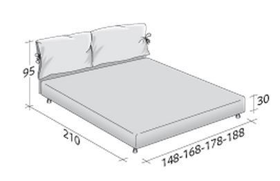 Размеры кровати Flou Nathalieс жестким основанием
