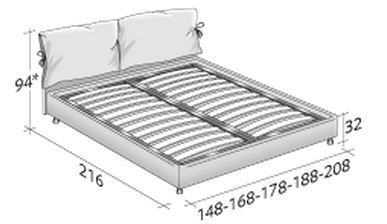 Размеры кровати Flou Nathalie с ортопедическим основанием