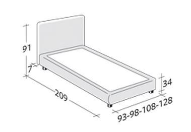 Размеры кровати Flou Notturno с основанием "комфорт"