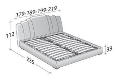 Размеры кровати Flou Opera  с фиксированным основанием