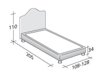 Размеры односпальной кровати Flou Peonia  с основанием "комфорт"