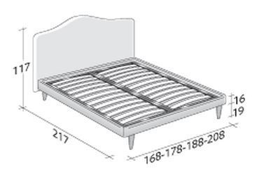 Размеры двуспальной кровати Flou Peonia на высоких ножках