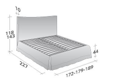 Размеры кровати Flou Plaza с фиксированным основанием