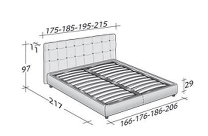 Размеры кровати Flou Relais с фиксированным основанием