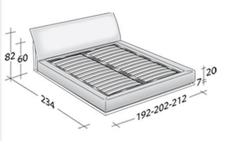 Размеры кровати Flou Sailor c фиксированным основанием
