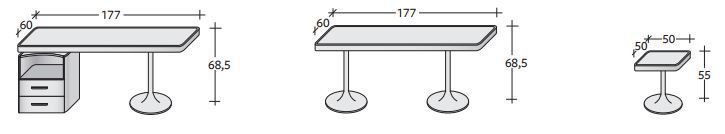 Размеры столов Flou Ermes