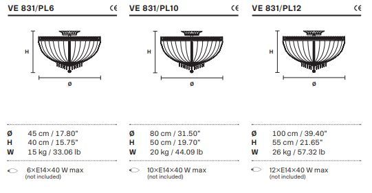 Классический светильник Masiero Impero & Deco VE 831 PL6, PL10, PL12