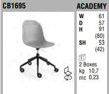 Вращающийся стул Connubia CB1695, 3D, VE, SK, V, LHS