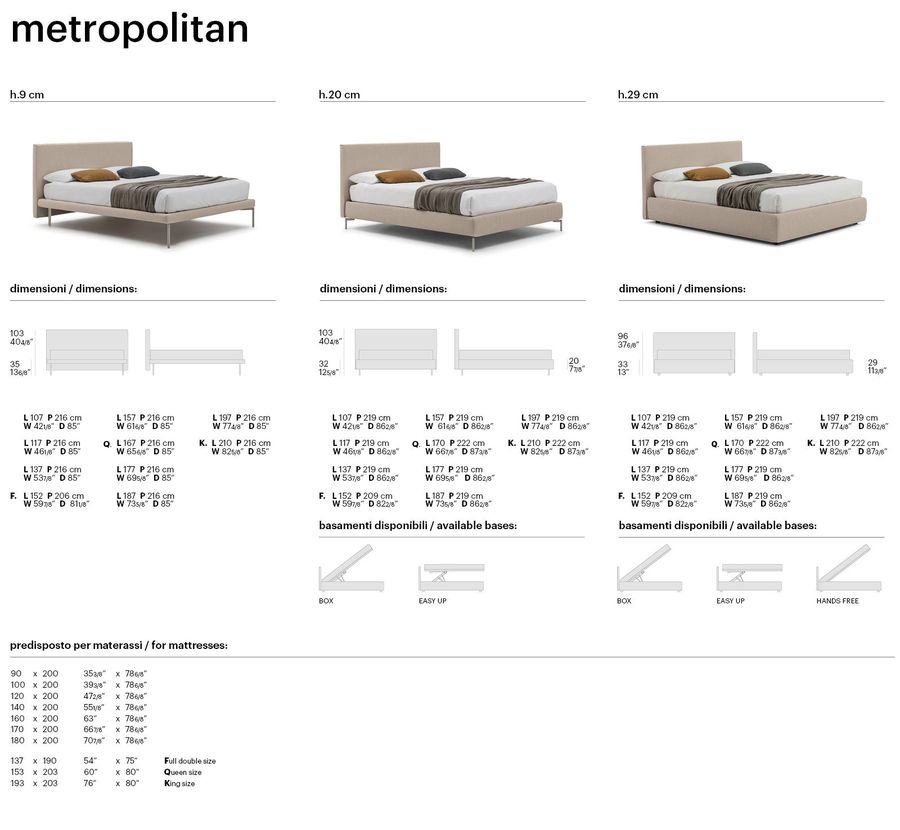 Кровать с высоким подъемом Bolzan Metropolitan