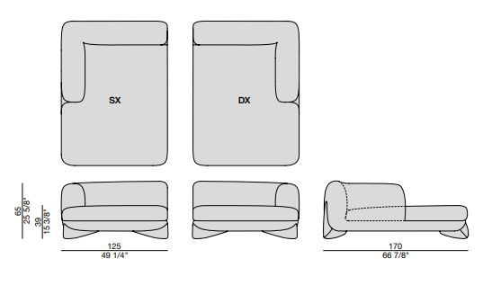 Модульный диван Porada Softbay chaise longue + end-unit