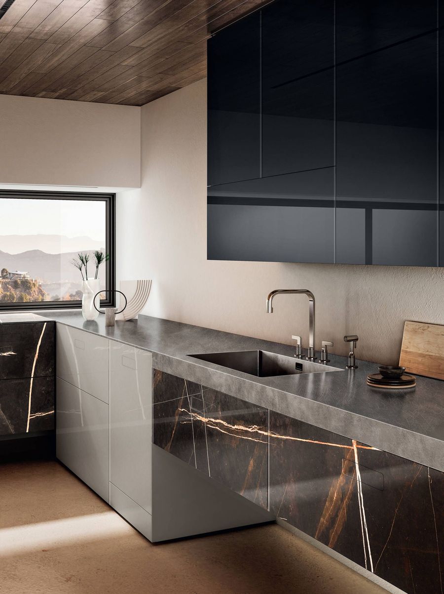 Современная кухня Lago 36e8 Marble XGlass Kitchen
