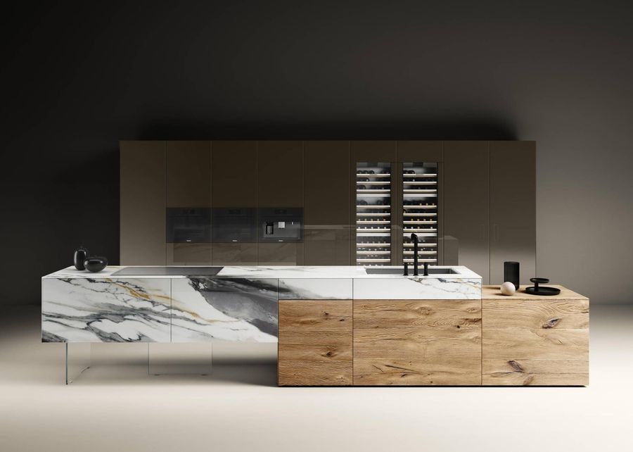 Современная кухня Lago 36e8 Marble XGlass Kitchen