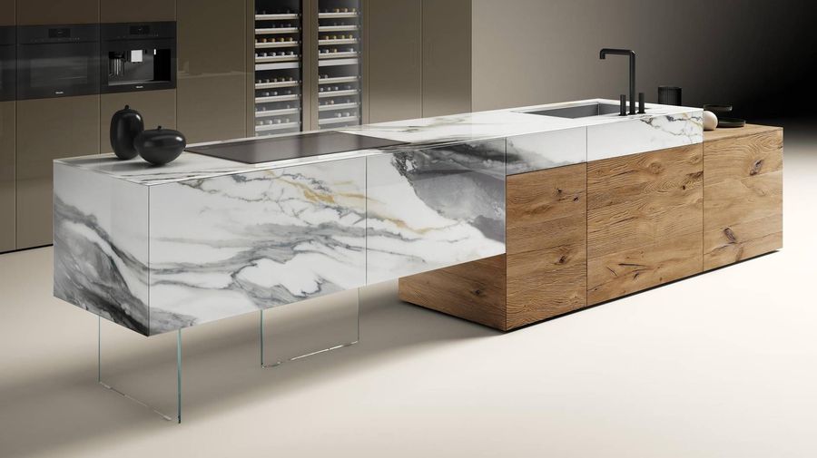 Современная кухня Lago 36e8 Marble XGlass Kitchen