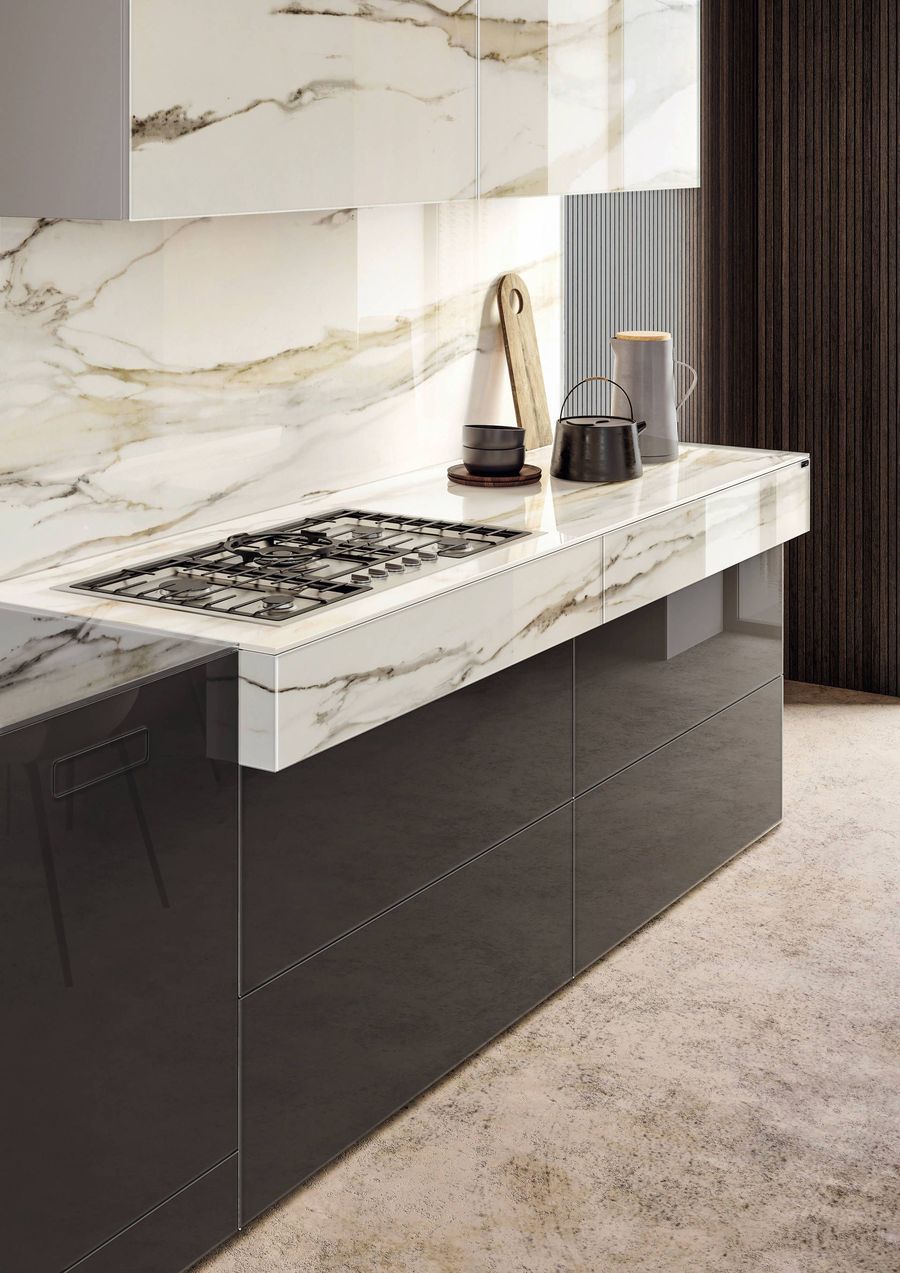 Современная кухня Lago 36e8 Marble XGlass Kitchen