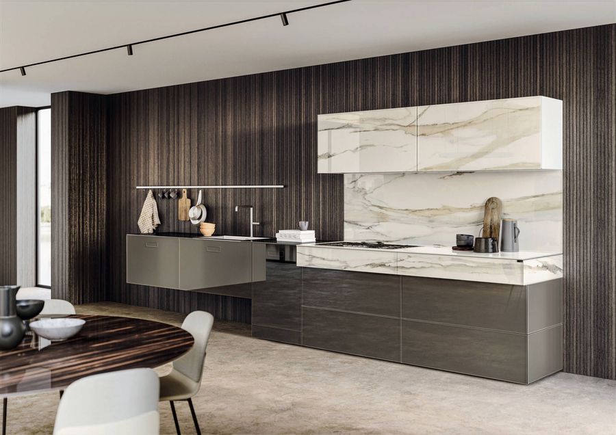 Современная кухня Lago 36e8 Marble XGlass Kitchen