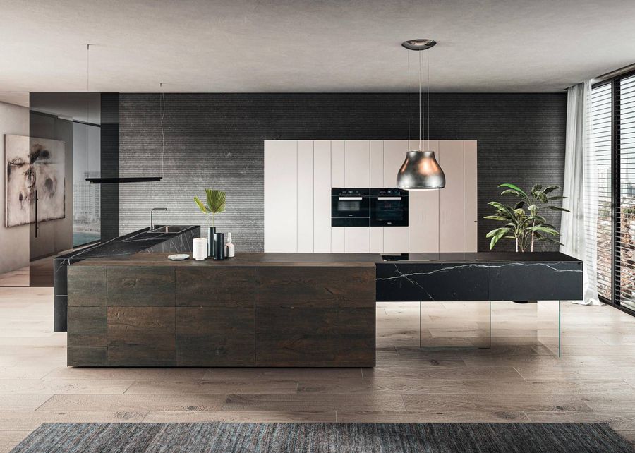 Современная кухня Lago 36e8 Marble XGlass Kitchen