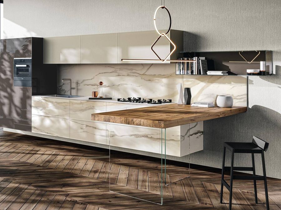 Современная кухня Lago 36e8 Marble XGlass Kitchen