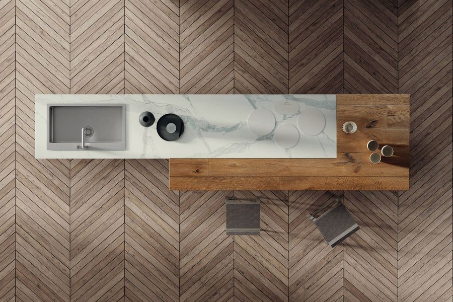 Современная кухня Lago 36e8 Marble XGlass Kitchen