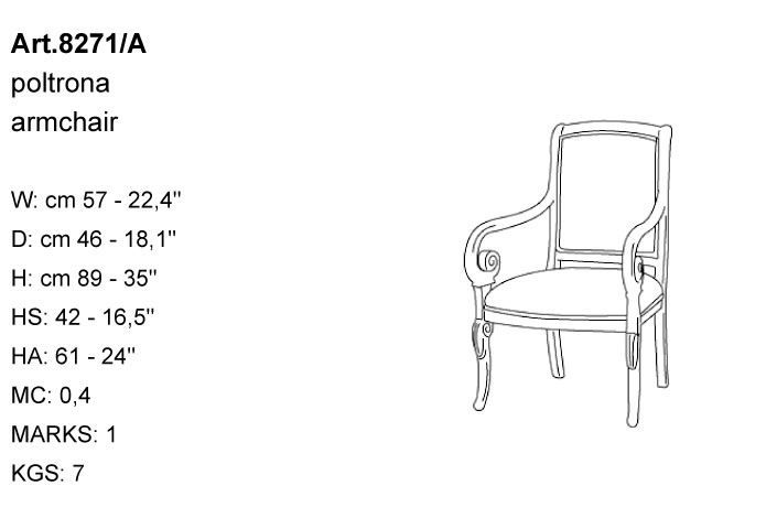 Габариты кресла Bakokko Art. 8271/A