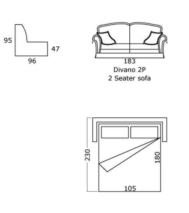 Диван-кровать Arthur, размеры, 1 вид отделки.