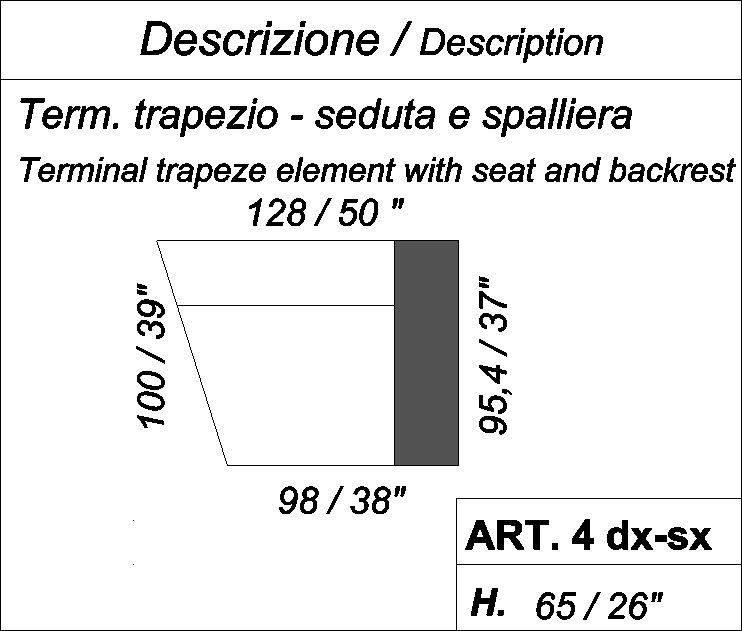 Крайний  трапецевидный элемент с сиденьем и спинкой ART. 4 dx-sx