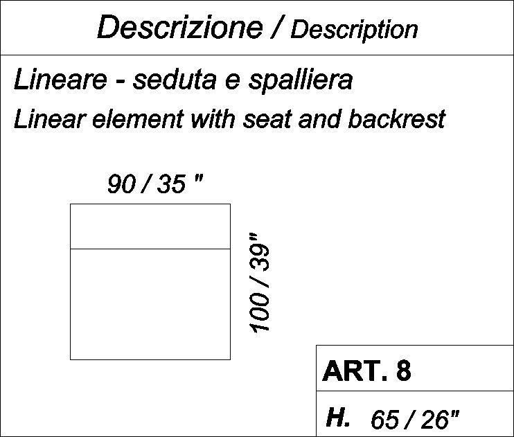 Прямой двухместный элемент с сиденьем и спинкой ART. 8