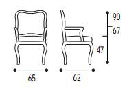 Габаритные размеры стула с подлокотниками Valmori Elisabeth