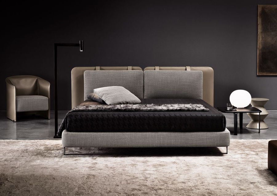 Кровать с мягким изголовьем Minotti Tatlin Soft