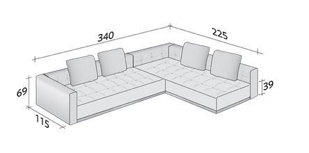 Габариты дивана Doze в узком трехместном исполнении