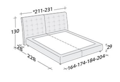 Размеры кровати Flou Angle с основанием "комфорт"