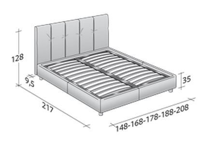 Размеры кровати Flou Argan с ортопедическим основанием
