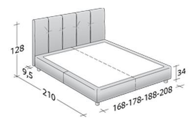 Размеры кровати Flou Argan с основанием "комфорт"