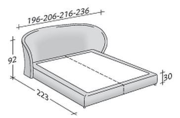 Размеры кровати Flou Celine с основанием "комфорт"