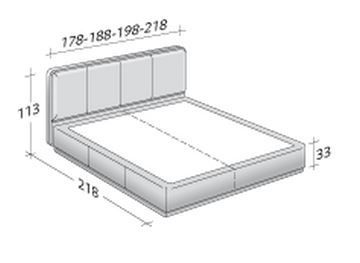 Размеры кровати Flou Ermes с основанием "комфорт"
