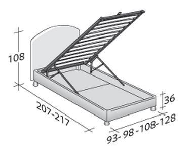 Размеры односпальной кровати Flou Magnolia с откидным основанием