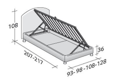 Размеры односпальной кровати Flou Magnolia с откидным набок основанием