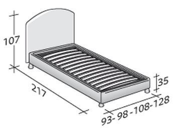 Размеры односпальной кровати Flou Magnolia с фиксированным основанием