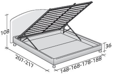 Размеры двуспальной кровати Flou Magnolia с откидным основанием