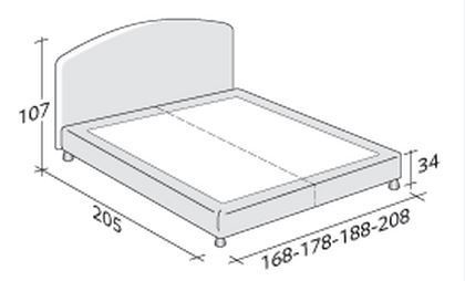 Размеры двуспальной кровати Flou Magnolia с основанием "комфорт"