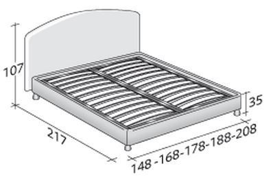 Размеры двуспальной кровати Flou Magnolia с фиксированным основанием