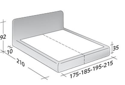 Размеры двуспальной кровати Flou Merkurio  с основанием "Комфорт"