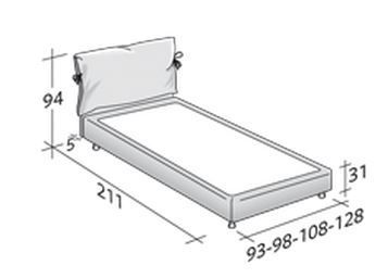 Размеры кровати Flou Nathalie с  основанием "комфорт"